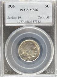 1936 Buffalo Nickel MS66 PCGS
