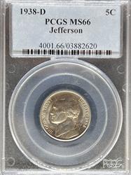 1938-D Jefferson Nickel MS66 PCGS