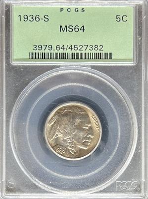 1936-S Buffalo Nickel MS64 PCGS OGH
