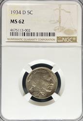 1934-D Buffalo Nickel MS62 NGC