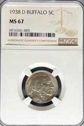 1938-D Buffalo Nickel MS67 NGC