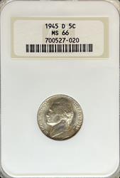 1945-D Jefferson Nickel MS66 NGC