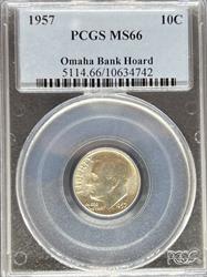 1957 Roosevelt Dime MS66 PCGS