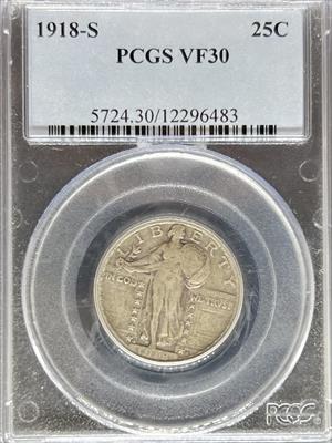 1918-S Standing Liberty Quarter VF30 PCGS