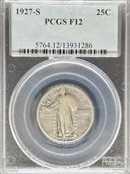 1927-S Standing Liberty Quarter F12 PCGS