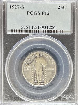 1927-S Standing Liberty Quarter F12 PCGS
