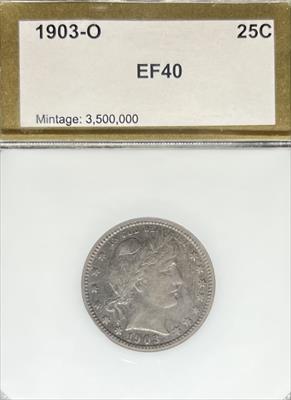 1903-O Barber Quarter EF40 PCI
