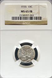 1935 Mercury Dime MS65FB NGC