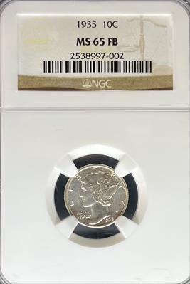 1935 Mercury Dime MS65FB NGC