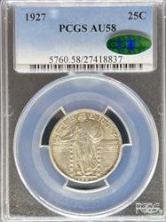 1927 Standing Liberty Quarter AU58 PCGS CAC