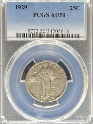 1929 Standing Liberty Quarter AU50 PCGS