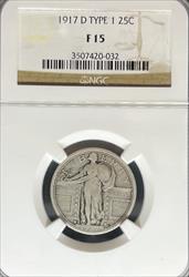 1917-D T1 Standing Liberty Quarter F15 NGC
