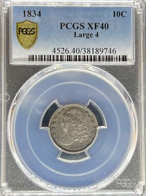 1834 Capped Bust Dime XF40 PCGS Large 4