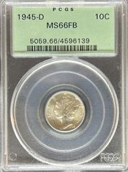 1945-D Mercury Dime MS66FB PCGS OGH