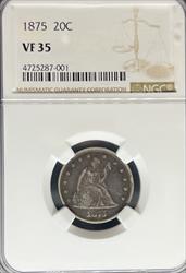 1875 Twenty Cents VF35 NGC