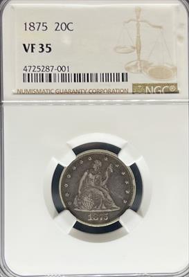 1875 Twenty Cents VF35 NGC