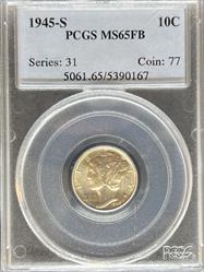 1945-S Mercury Dime MS65FB PCGS