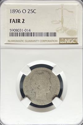 1896-O Barber Quarter F2 NGC