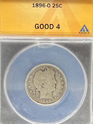 1896-O Barber Quarter G4 ANACS
