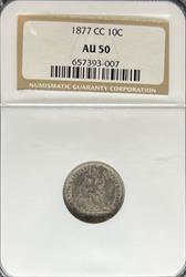 1877-CC Liberty Seated Dime AU50 NGC