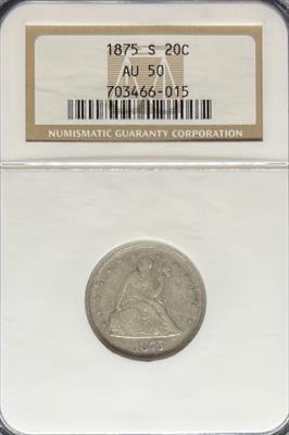 1875-S Twenty Cents AU50 NGC