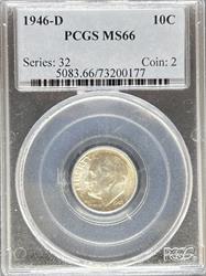 1946-D Roosevelt Dime MS66 PCGS