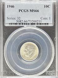 1946 Roosevelt Dime MS66 PCGS