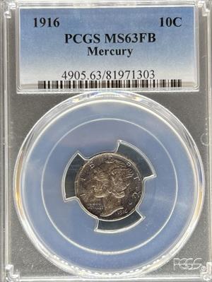 1916 Mercury Dime MS63FB PCGS