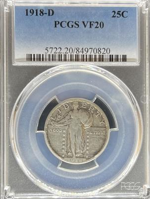 1918-D Standing Liberty Quarter VF20 PCGS