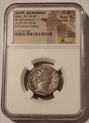 Roman Empire Egypt - Alexandria Nero AD 54-68 BI Tetradrachm Ch VF NGC