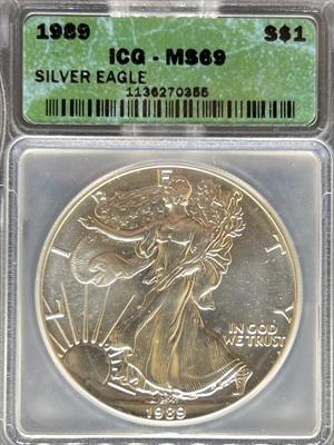 1989 Silver Eagle MS69 ICG