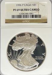 1996 Silver Eagle PF69UCAM NGC