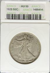 1920 Walking Liberty Half Dollar AU50 ANACS