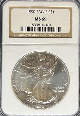 1990 Silver Eagle MS69 NGC