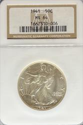 1941 Walking Liberty Half Dollar MS64 NGC