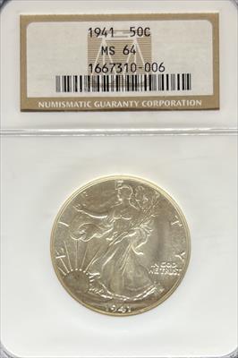 1941 Walking Liberty Half Dollar MS64 NGC