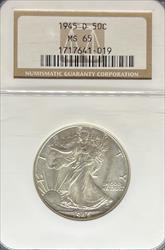 1945-D Walking Liberty Half Dollar MS65 NGC