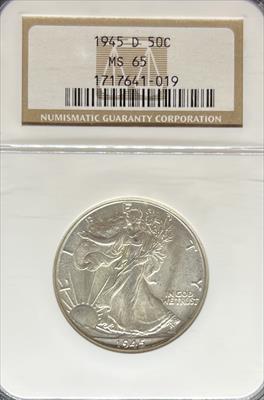 1945-D Walking Liberty Half Dollar MS65 NGC