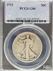 1921 Walking Liberty Half Dollar G6 PCGS