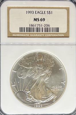 1993 Silver Eagle MS69 NGC