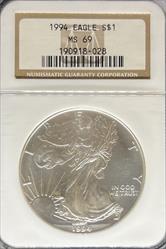 1994 Silver Eagle MS69 NGC