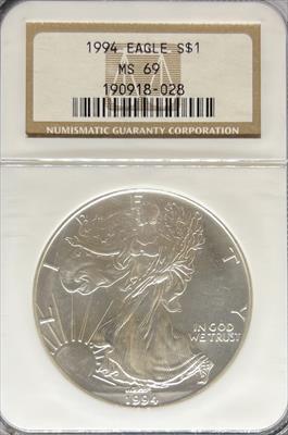 1994 Silver Eagle MS69 NGC