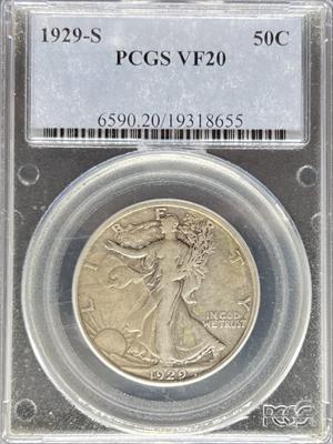 1929-S Walking Liberty Half Dollar VF20 PCGS