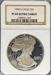1990-S Silver Eagle PF69UCAM NGC