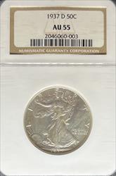 1937-D Walking Liberty Half Dollar AU55 NGC