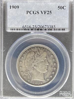1909 Barber Half Dollar VF25 PCGS