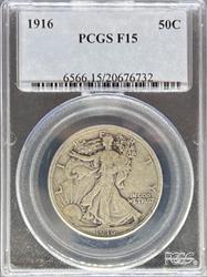 1916 Walking Liberty Half Dollar F15 PCGS