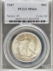 1947 Walking Liberty Half Dollar MS64 PCGS