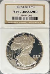 1992-S Silver Eagle PF69UCAM NGC