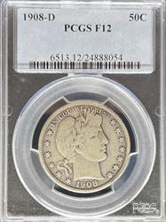1908-D Barber Half Dollar F12 PCGS